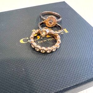 COACH 3 piece rose gold ring set